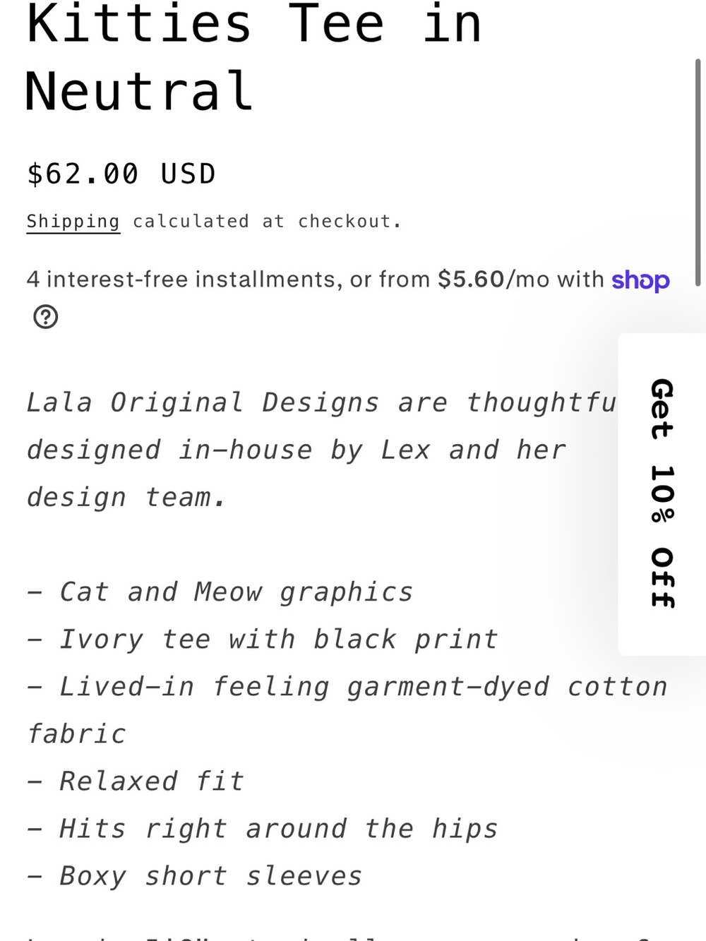 Dressed in LALA Cream Tee with Black Cat Prints - Picture 13 of 13